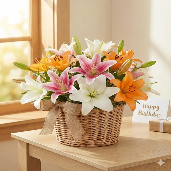 Vibrant Mix Lily Basket